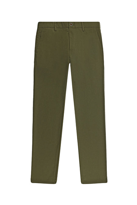 Orta Haki Regular Fit Likralı Kanvas / Chino Pantolon
