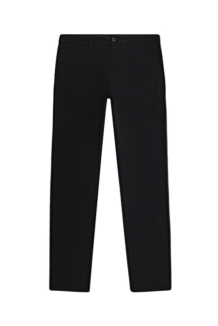 Siyah Regular Fit Desenli Likralı Kanvas / Chino Pantolon