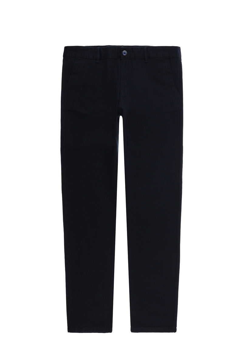 Orta Lacivert Regular Fit Desenli Likralı Kanvas / Chino Pantolon