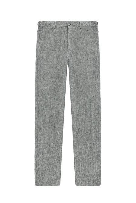 Açık Antrasit Slim Fit Dar Kesim Tokalı Keten Klasik Kumaş Pantolon