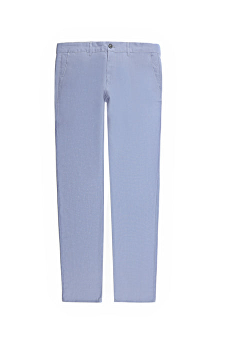 Açık Mavi Regular Fit Keten Pantolon