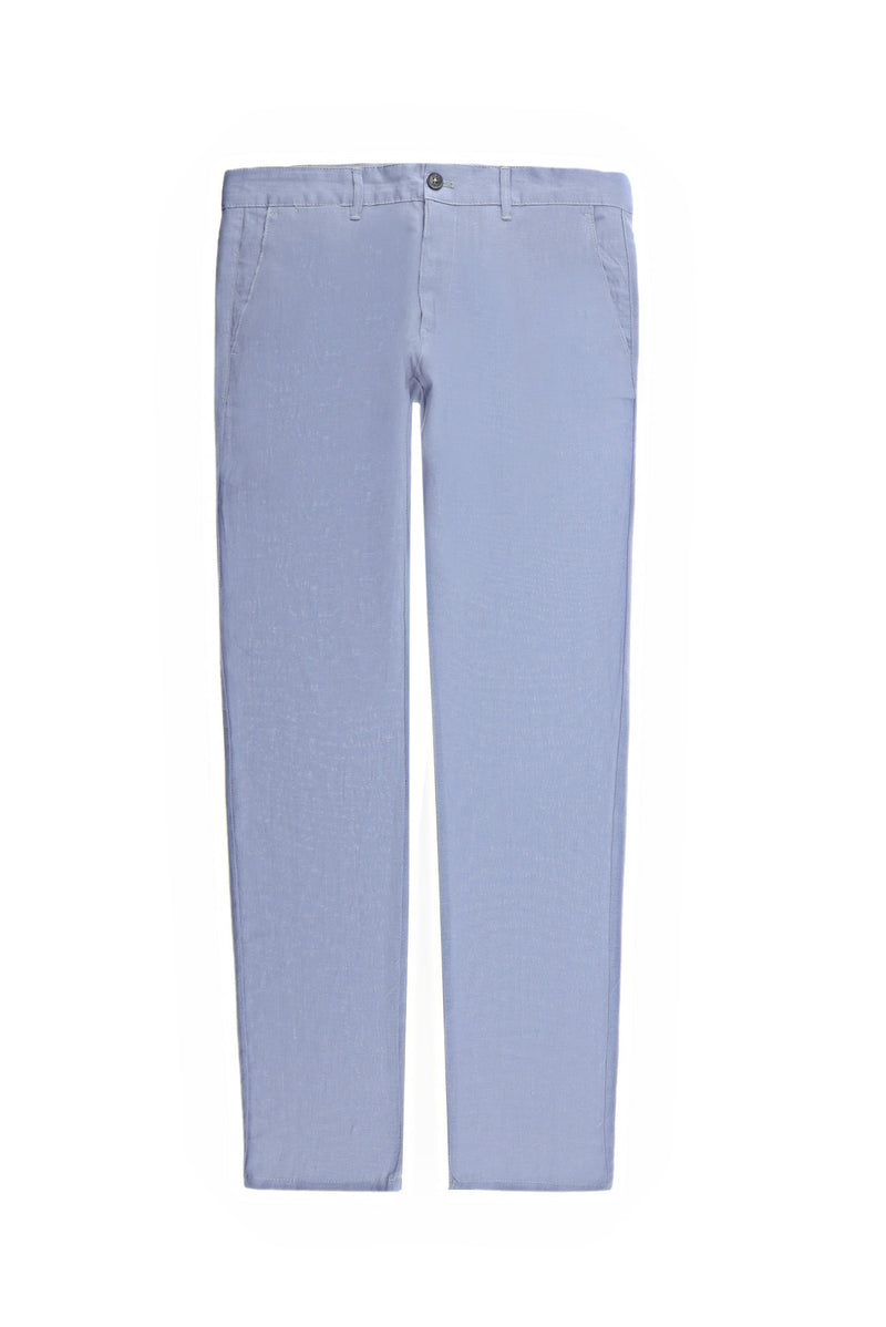 Açık Mavi Regular Fit Keten Pantolon