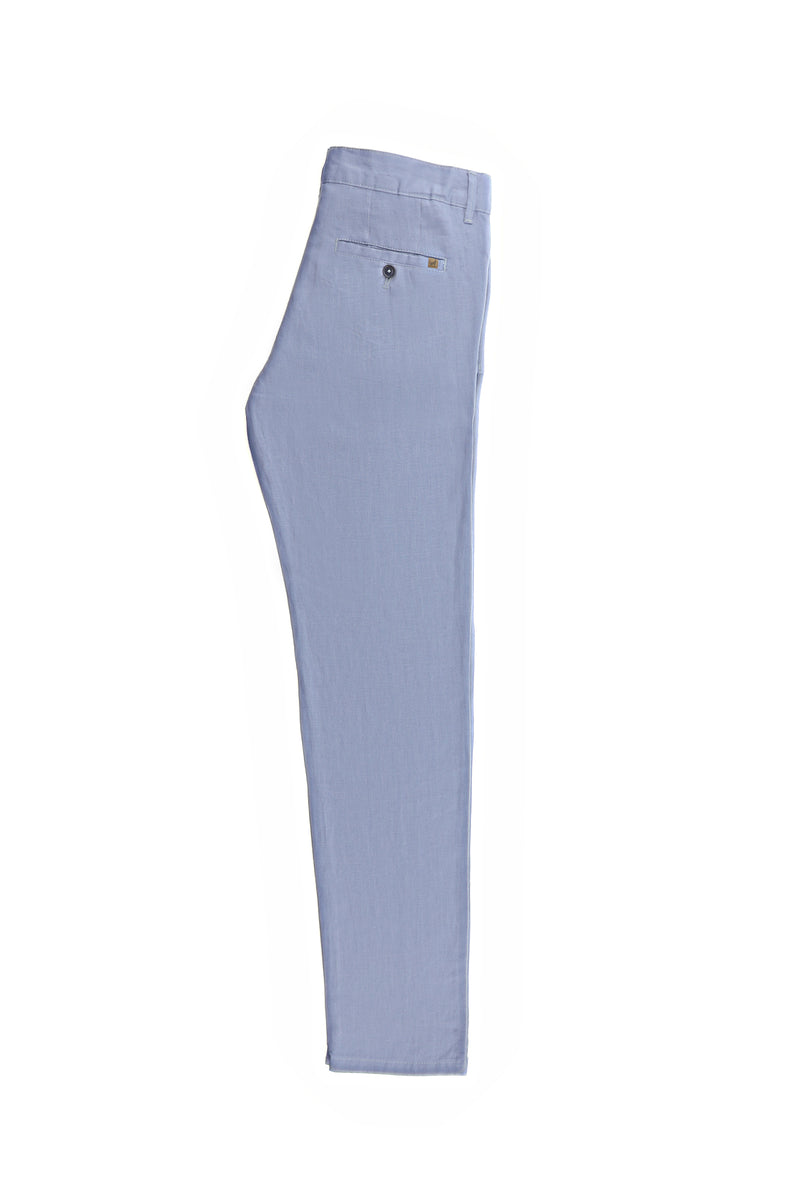 Açık Mavi Regular Fit Keten Pantolon