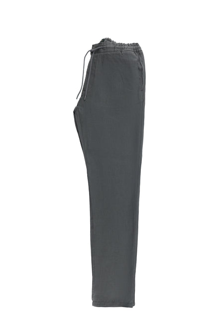 Koyu Füme Regular Fit Beli Lastikli İpli Keten Pantolon