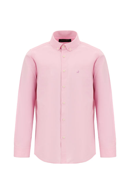 Pembe Uzun Kol Regular Fit Oxford Spor Pamuk Gömlek