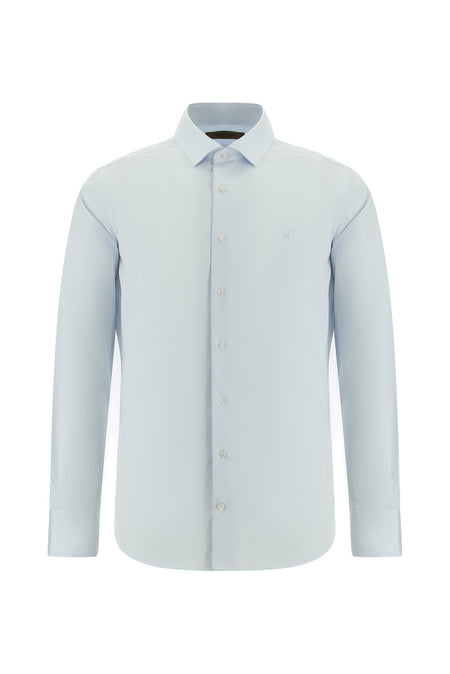 Uçuk Mavi Uzun Kol Slim Fit Dar Kesim Klasik Pamuk İtalyan Gömlek