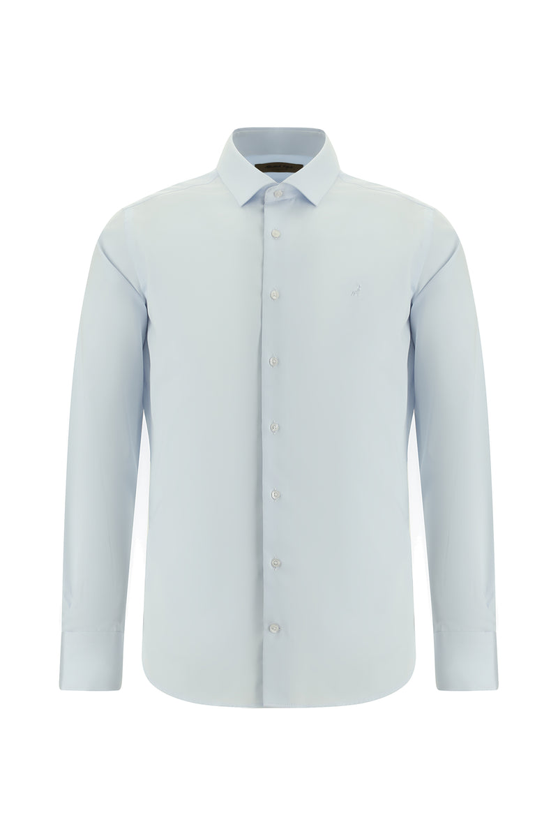 Uçuk Mavi Uzun Kol Slim Fit Dar Kesim Klasik Pamuk İtalyan Gömlek