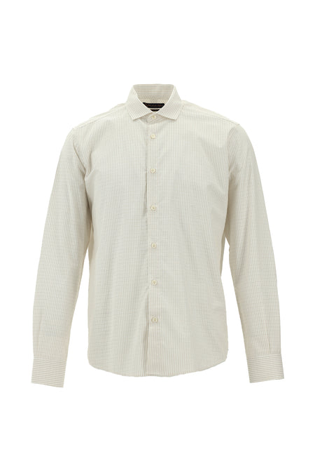 Orta Vizon Uzun Kol Slim Fit Dar Kesim Çizgili Pamuk Gömlek