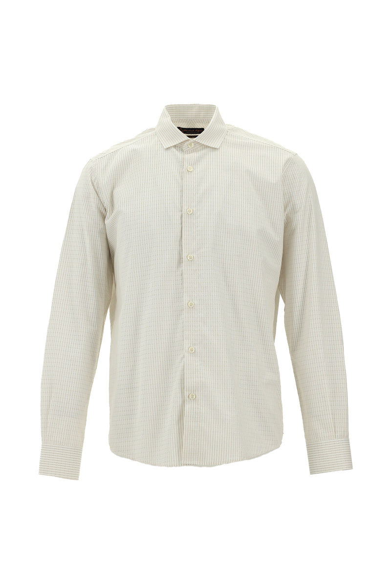 Orta Vizon Uzun Kol Slim Fit Dar Kesim Çizgili Pamuk Gömlek