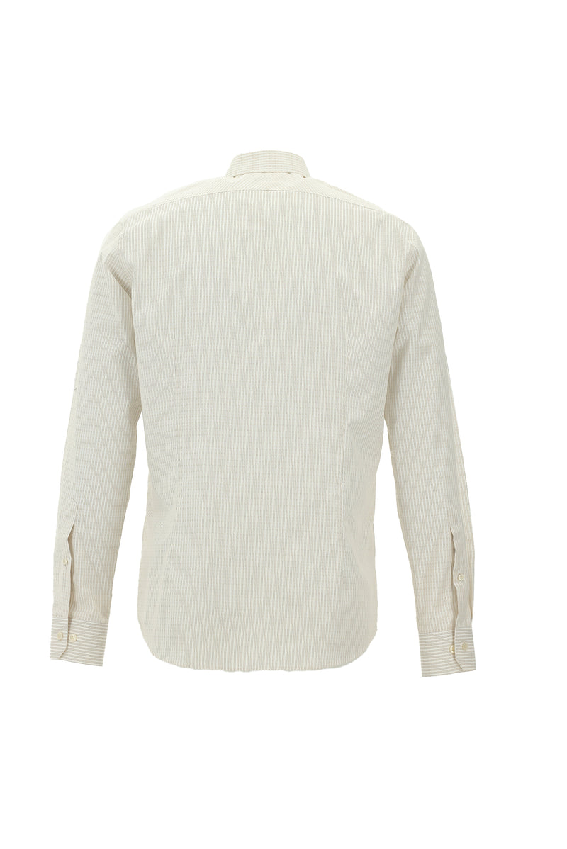 Orta Vizon Uzun Kol Slim Fit Dar Kesim Çizgili Pamuk Gömlek