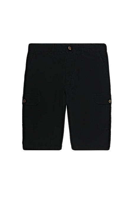 Siyah Regular Fit Pamuk Bermuda Kargo Şort