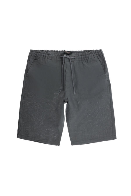 Koyu Füme Regular Fit Beli Lastikli İpli Keten Bermuda Şort