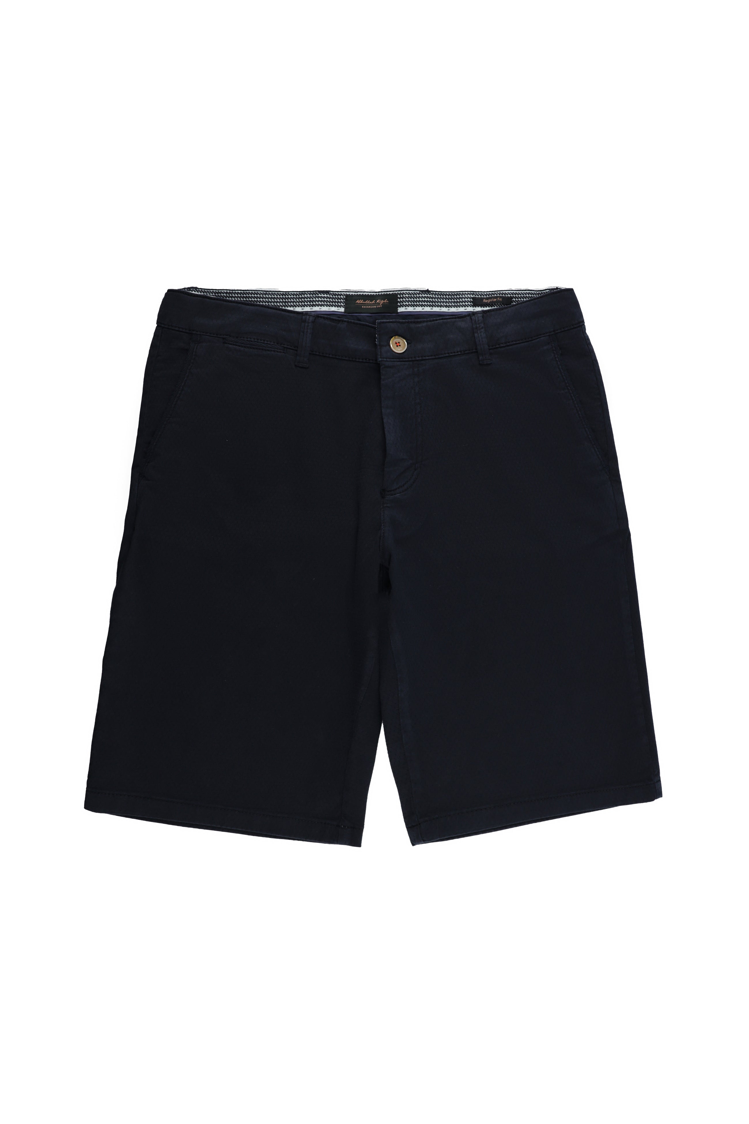 Koyu Lacivert Regular Fit Likralı Bermuda Şort