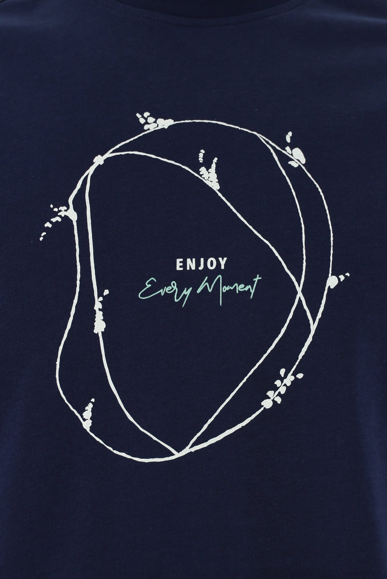 Orta Lacivert Bisiklet Yaka Regular Fit Baskılı Pamuk T-shirt