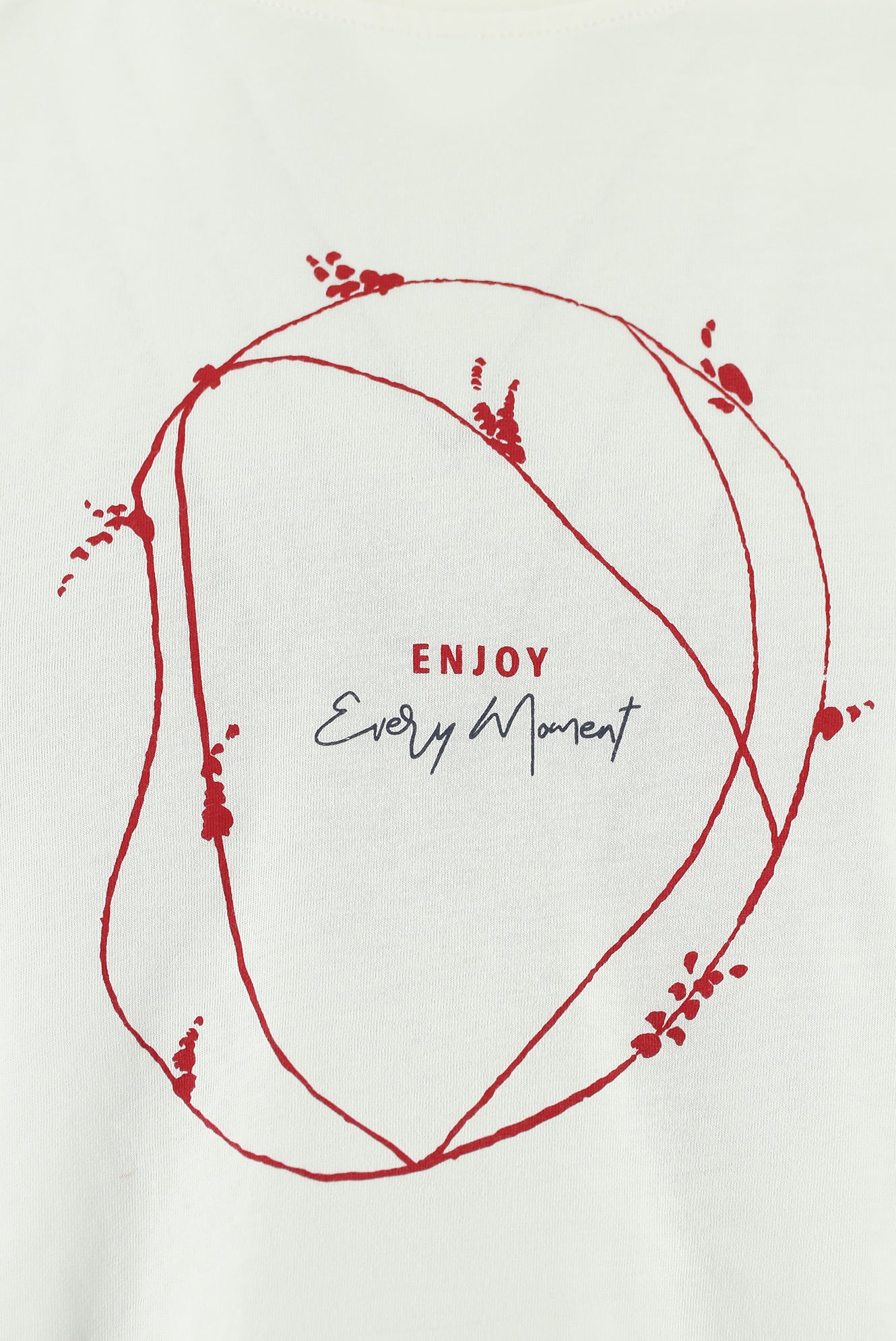 Ekru Bisiklet Yaka Regular Fit Baskılı Pamuk T-shirt