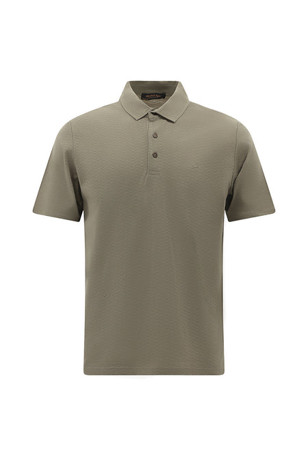 Orta Vizon Regular Fit Desenli Nakışlı Merserize Pamuk Polo Yaka T-shirt