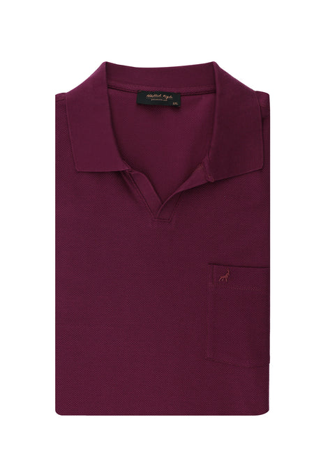 Açık Mor Büyük Beden Nakışlı Pamuk Polo Yaka T-shirt