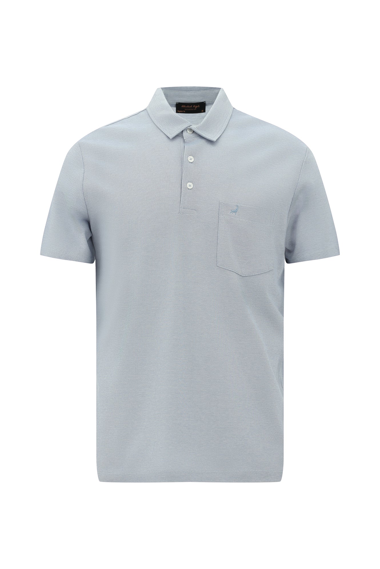 Bulut Gri Regular Fit Desenli Nakışlı Merserize Pamuk Polo Yaka T-shirt