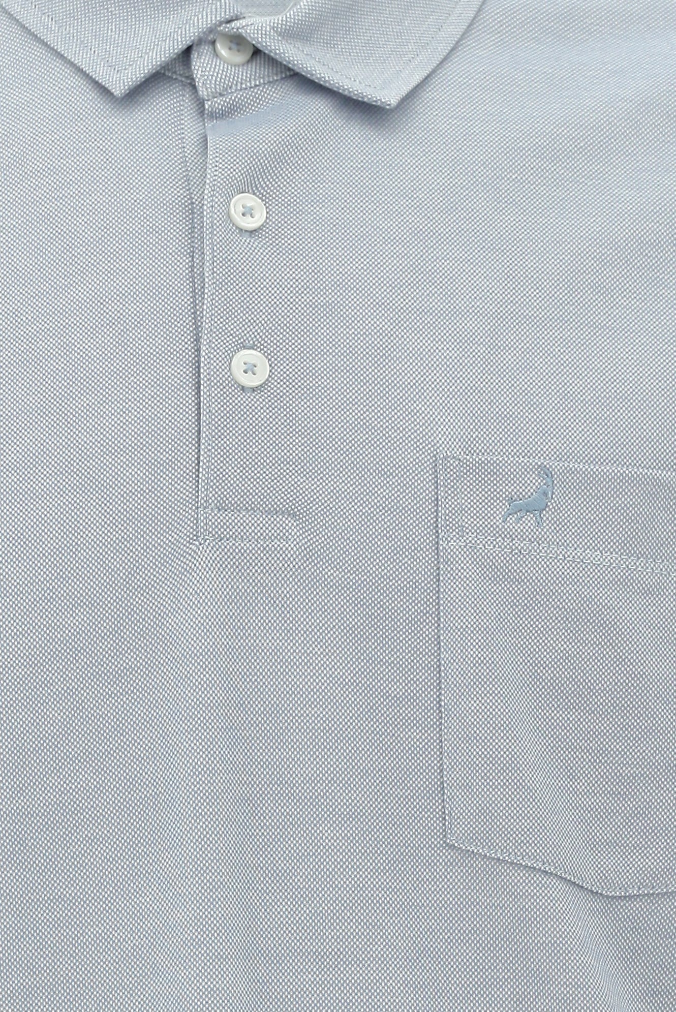 Bulut Gri Regular Fit Desenli Nakışlı Merserize Pamuk Polo Yaka T-shirt