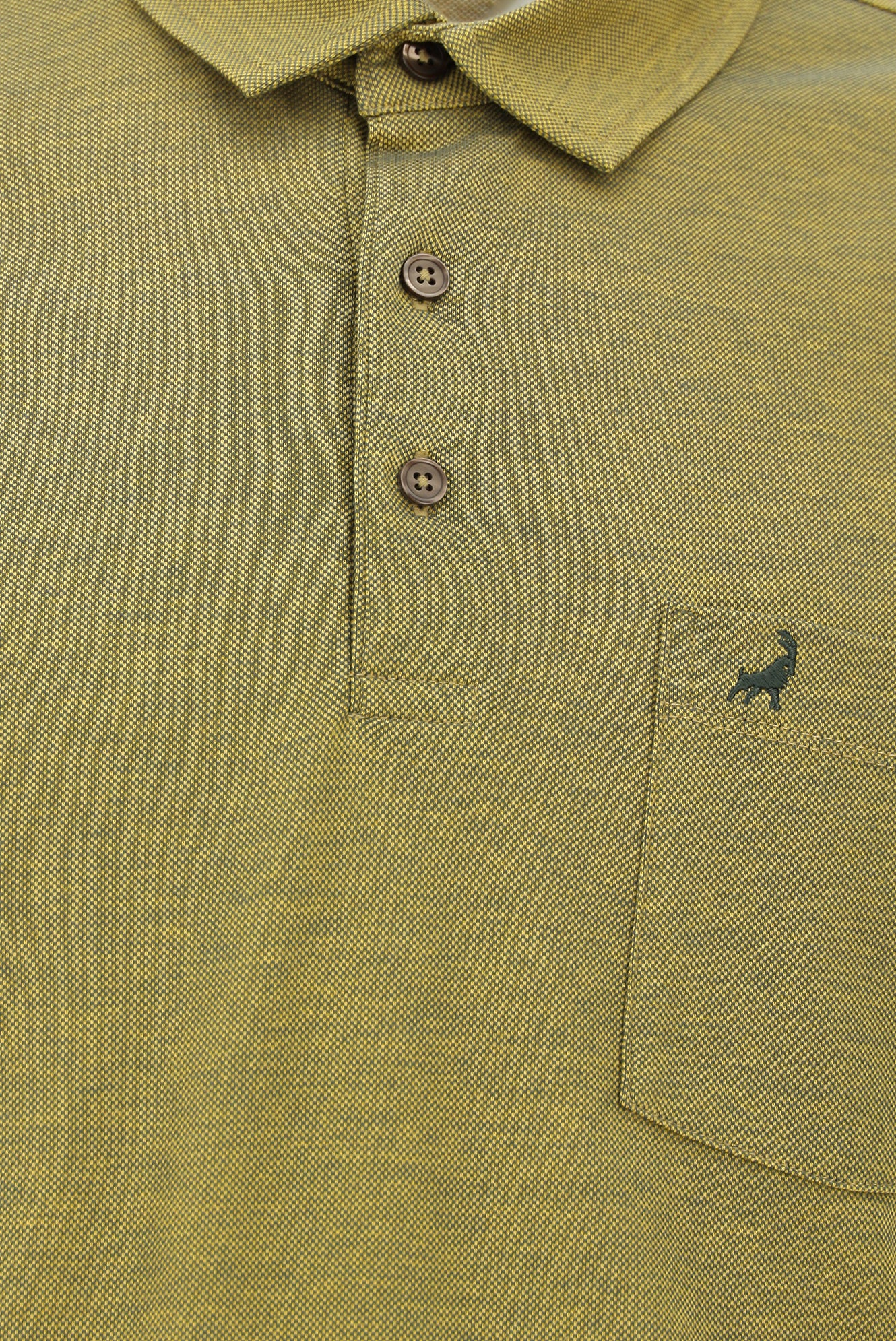 Asker Haki Regular Fit Desenli Nakışlı Merserize Pamuk Polo Yaka T-shirt