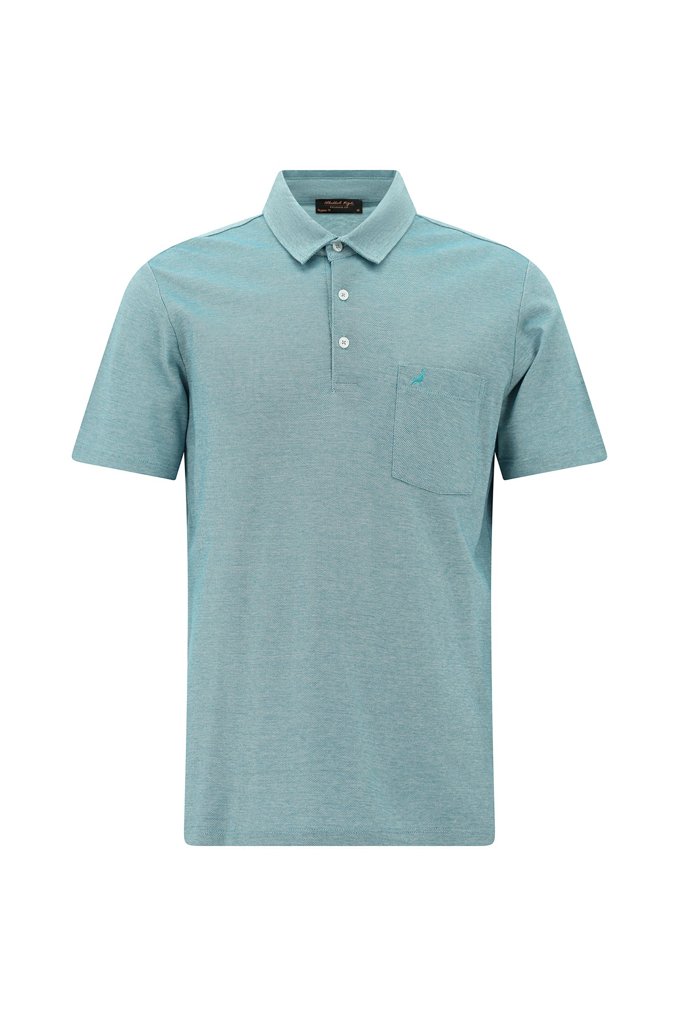 Petrol Yeşili Regular Fit Desenli Nakışlı Merserize Pamuk Polo Yaka T-shirt