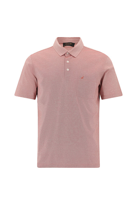 Kiremit Regular Fit Desenli Nakışlı Merserize Pamuk Polo Yaka T-shirt