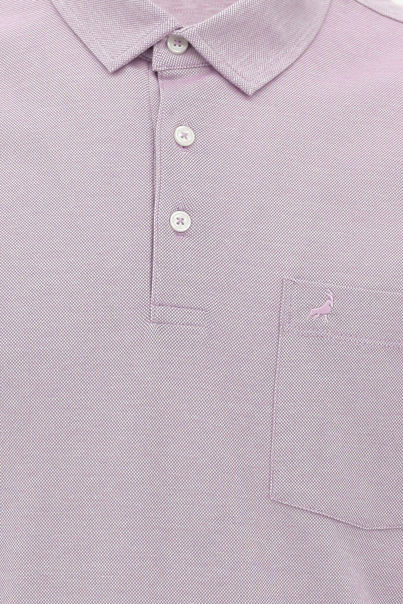 Açık Mor Regular Fit Desenli Nakışlı Merserize Pamuk Polo Yaka T-shirt