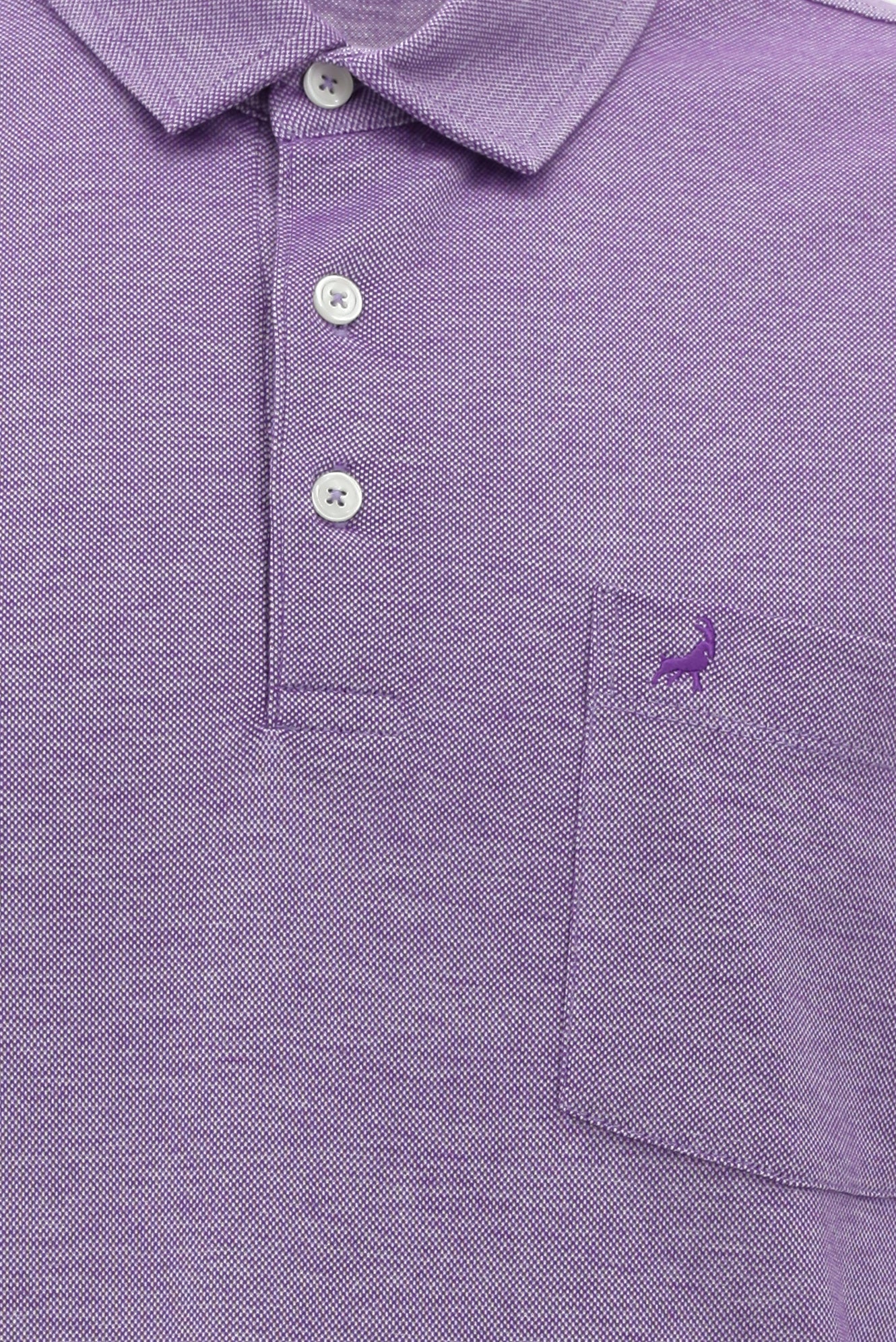 Orta Mor Regular Fit Desenli Nakışlı Merserize Pamuk Polo Yaka T-shirt