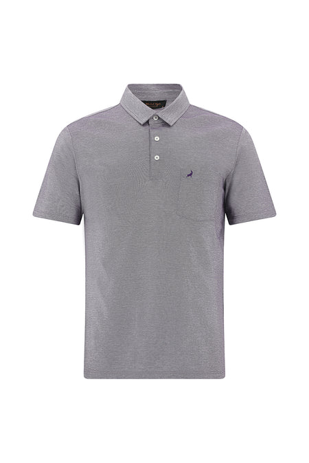 Mor Regular Fit Desenli Nakışlı Merserize Pamuk Polo Yaka T-shirt