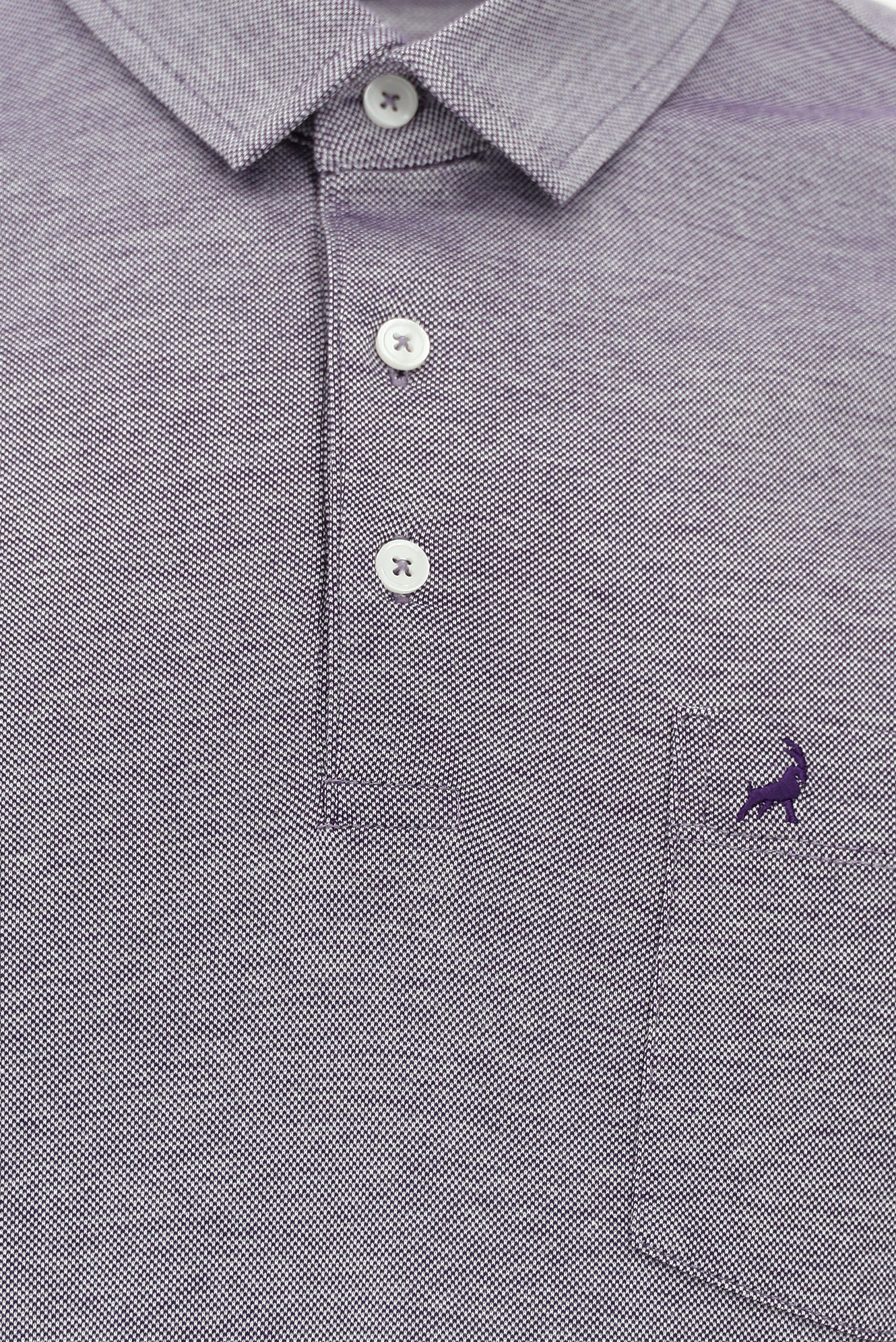 Mor Regular Fit Desenli Nakışlı Merserize Pamuk Polo Yaka T-shirt