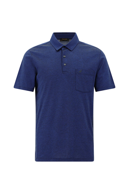 Orta Anrasit Melanj Regular Fit Desenli Nakışlı Merserize Pamuk Polo Yaka T-shirt