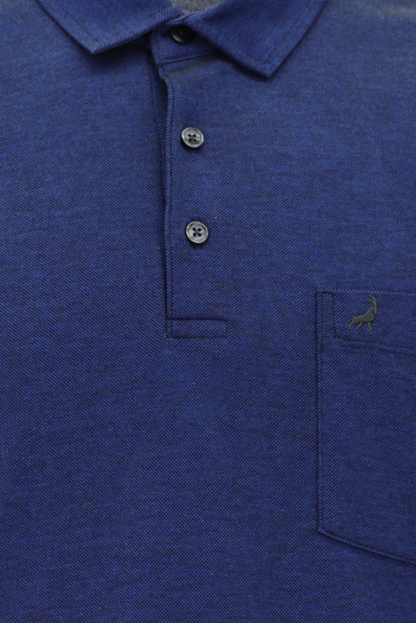 Orta Anrasit Melanj Regular Fit Desenli Nakışlı Merserize Pamuk Polo Yaka T-shirt