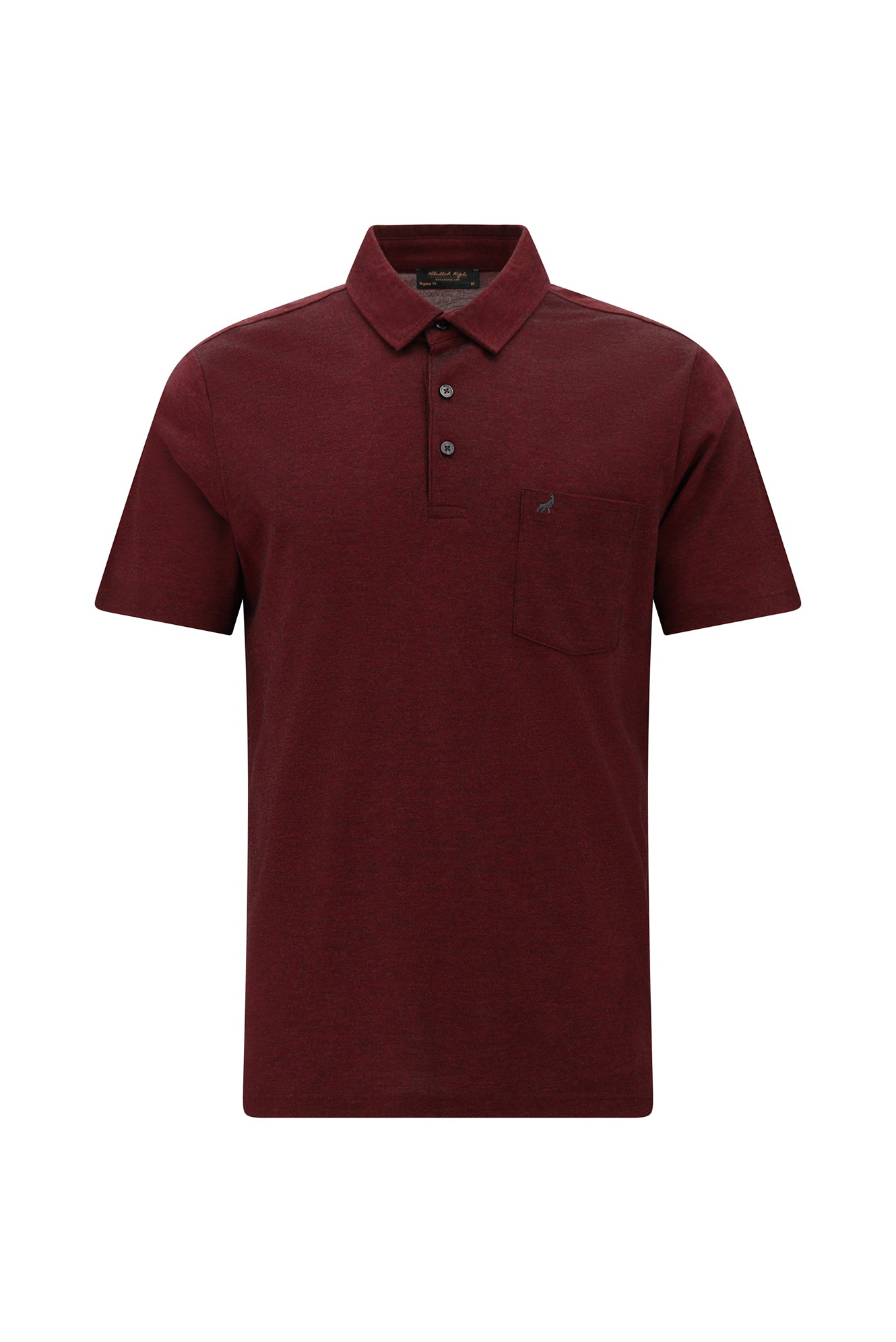 Koyu Antrasit Melanj Regular Fit Desenli Nakışlı Merserize Pamuk Polo Yaka T-shirt