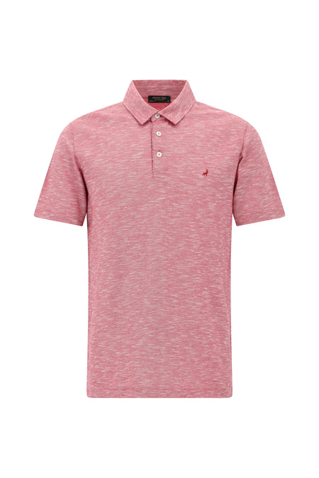 Vişne Regular Fit Desenli Nakışlı Merserize Pamuk Polo Yaka T-shirt