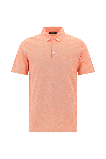 Orta Turuncu Regular Fit Desenli Nakışlı Merserize Pamuk Polo Yaka T-shirt