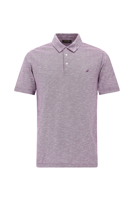 Mor Regular Fit Desenli Nakışlı Merserize Pamuk Polo Yaka T-shirt