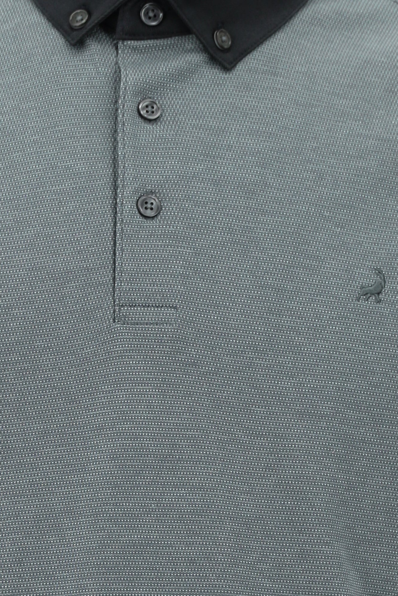 Açık Antrasit Regular Fit Desenli Nakışlı Merserize Pamuk Polo Yaka T-shirt