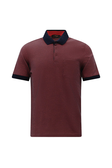 Kiremit Polo Yaka Regular Fit Desenli Pamuk T-shirt