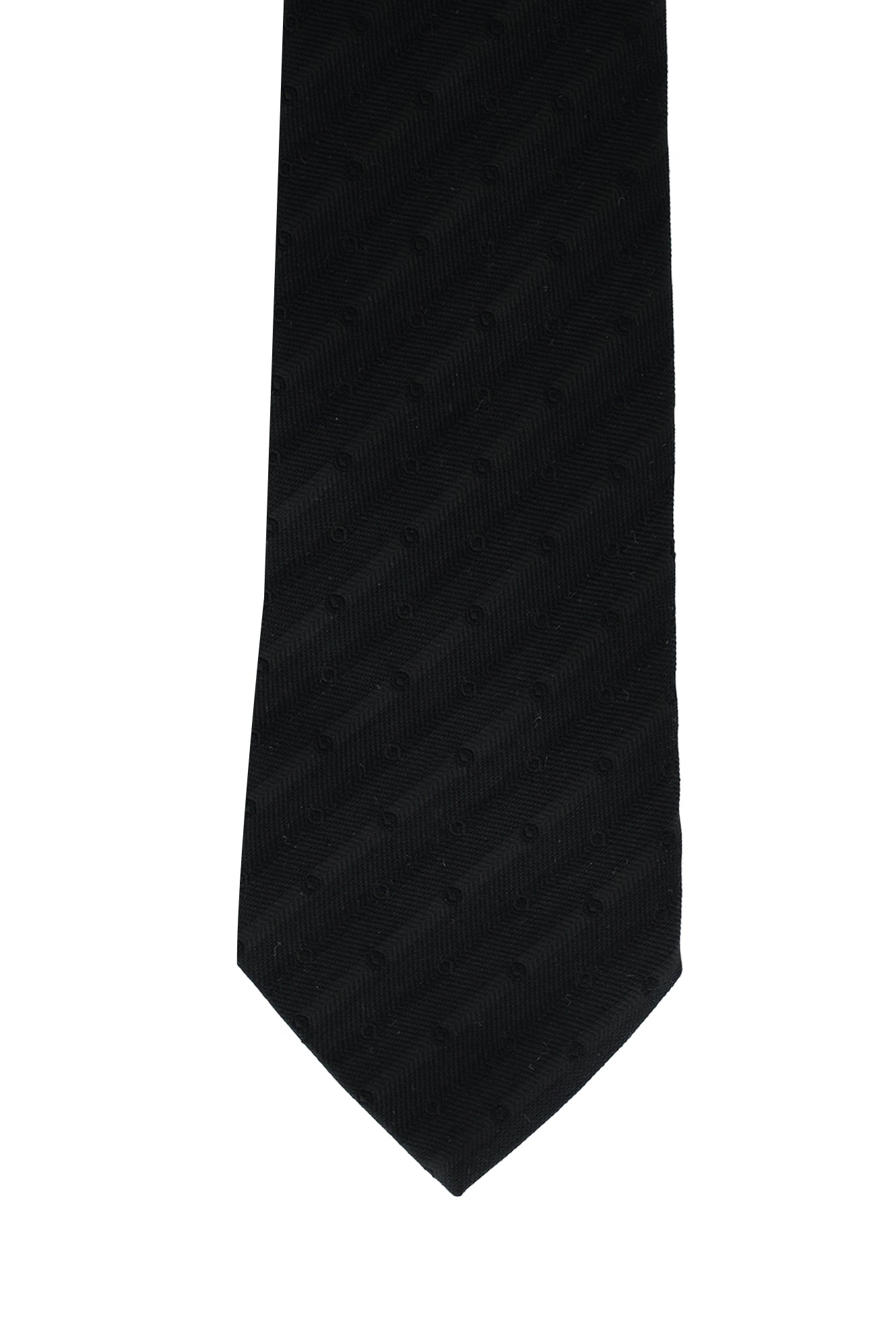 Siyah İpek Polyester Desenli Kravat