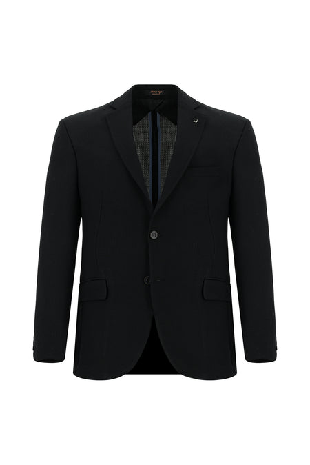 Siyah Slim Fit Dar Kesim Yünlü Klasik Ceket