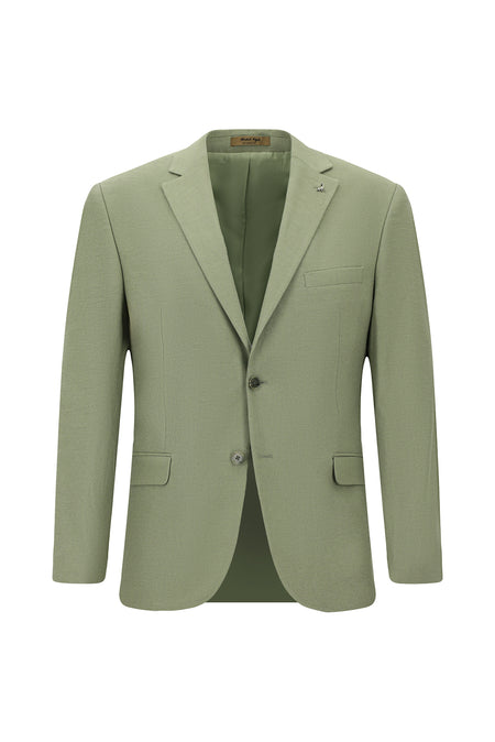 Çağla Yeşili Slim Fit Dar Kesim Keten Karışımlı Ceket