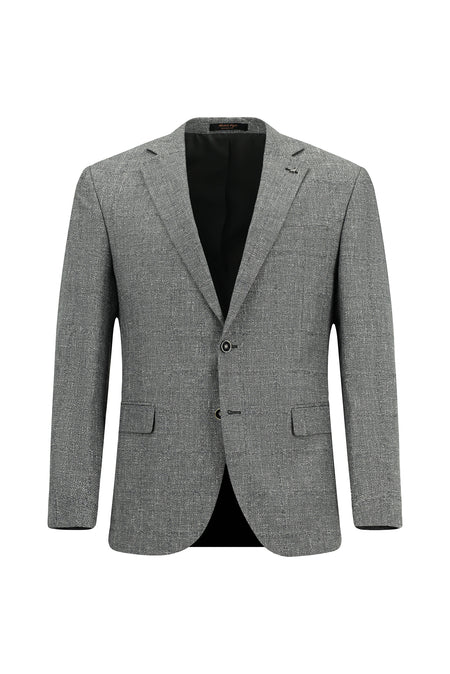 Orta Füme Super Slim Fit Ekstra Dar Kesim Klasik Pamuklu Keten Ceket