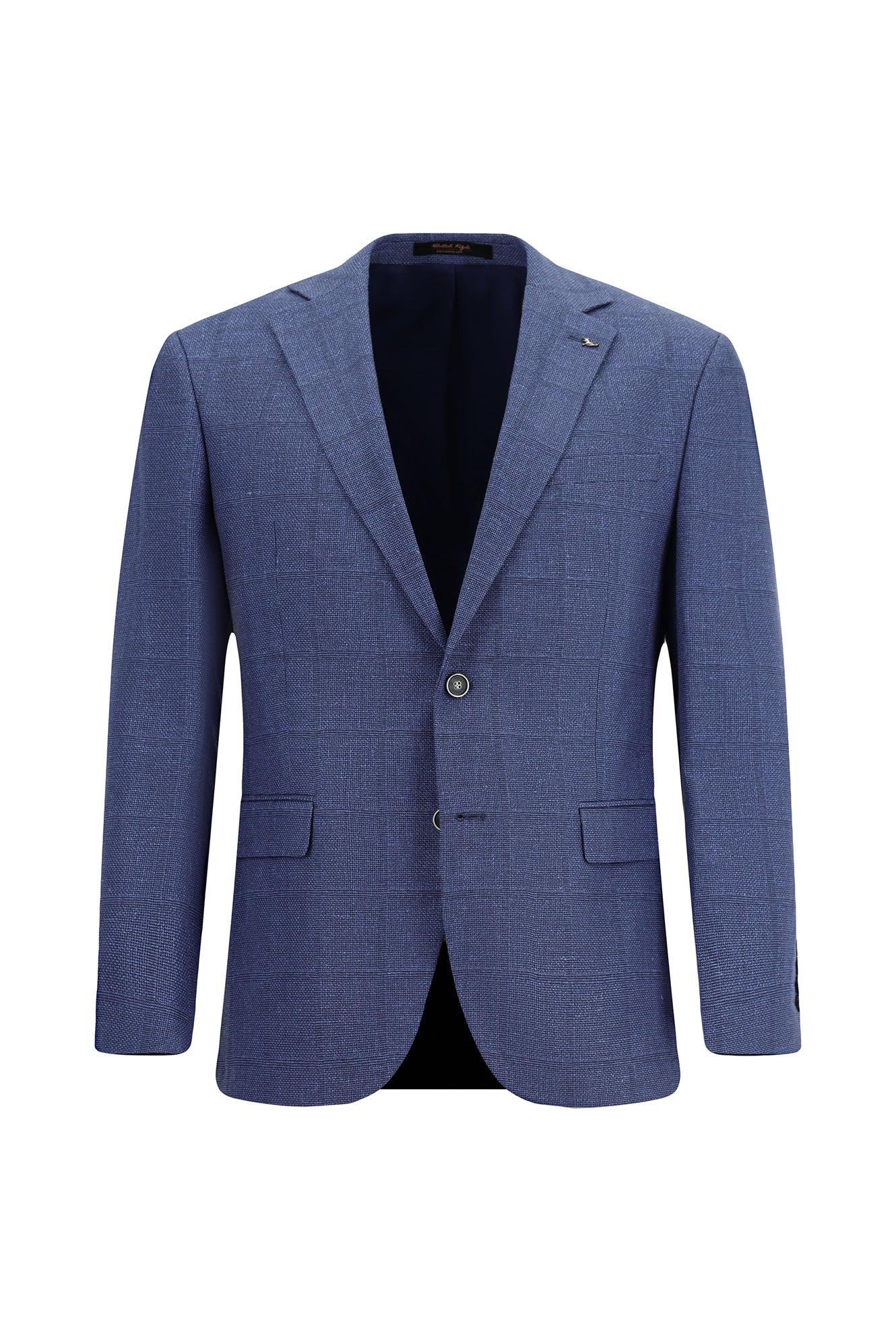 Orta Lacivert Super Slim Fit Ekstra Dar Kesim Klasik Pamuklu Keten Ceket