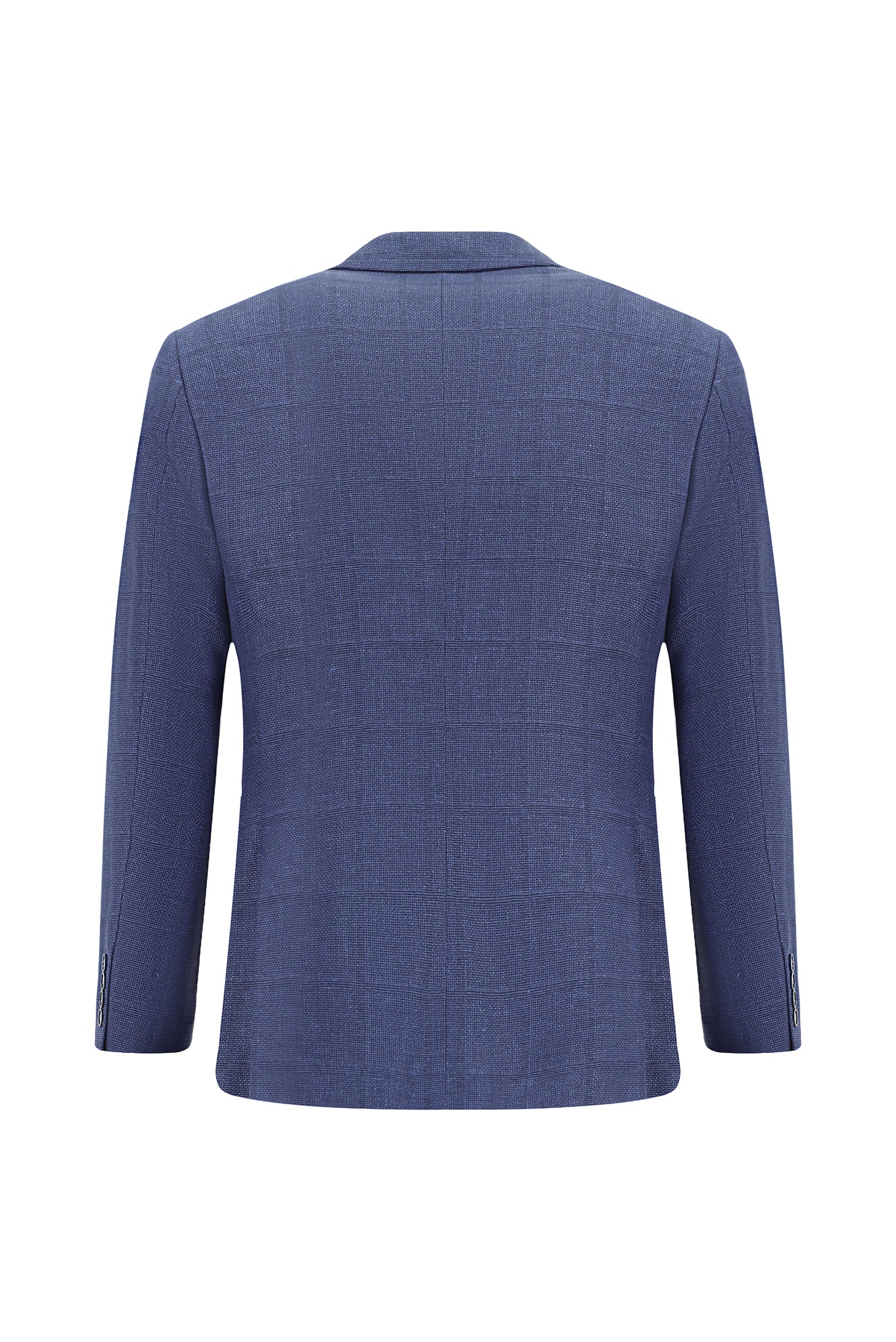 Orta Lacivert Super Slim Fit Ekstra Dar Kesim Klasik Pamuklu Keten Ceket