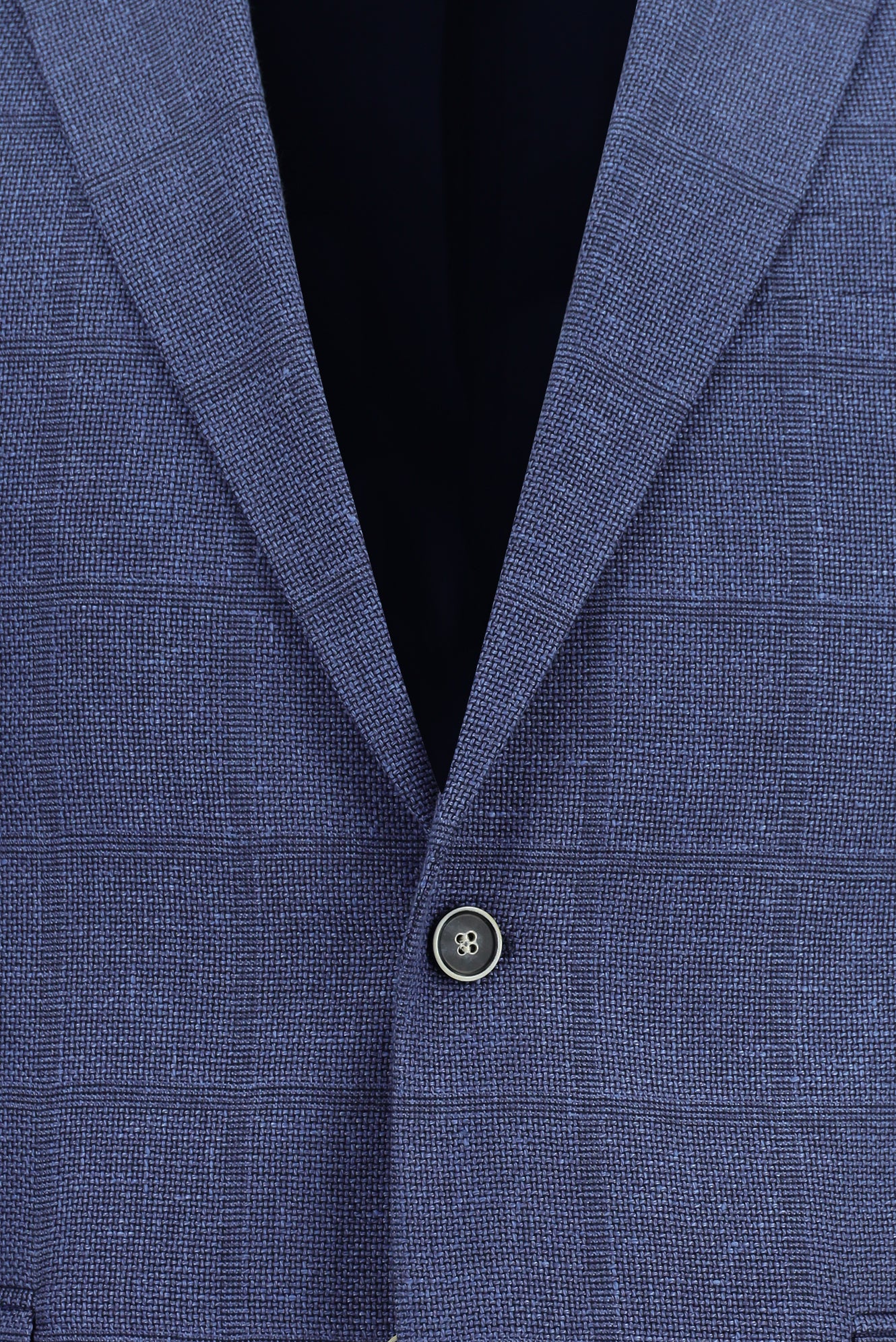 Orta Lacivert Super Slim Fit Ekstra Dar Kesim Klasik Pamuklu Keten Ceket