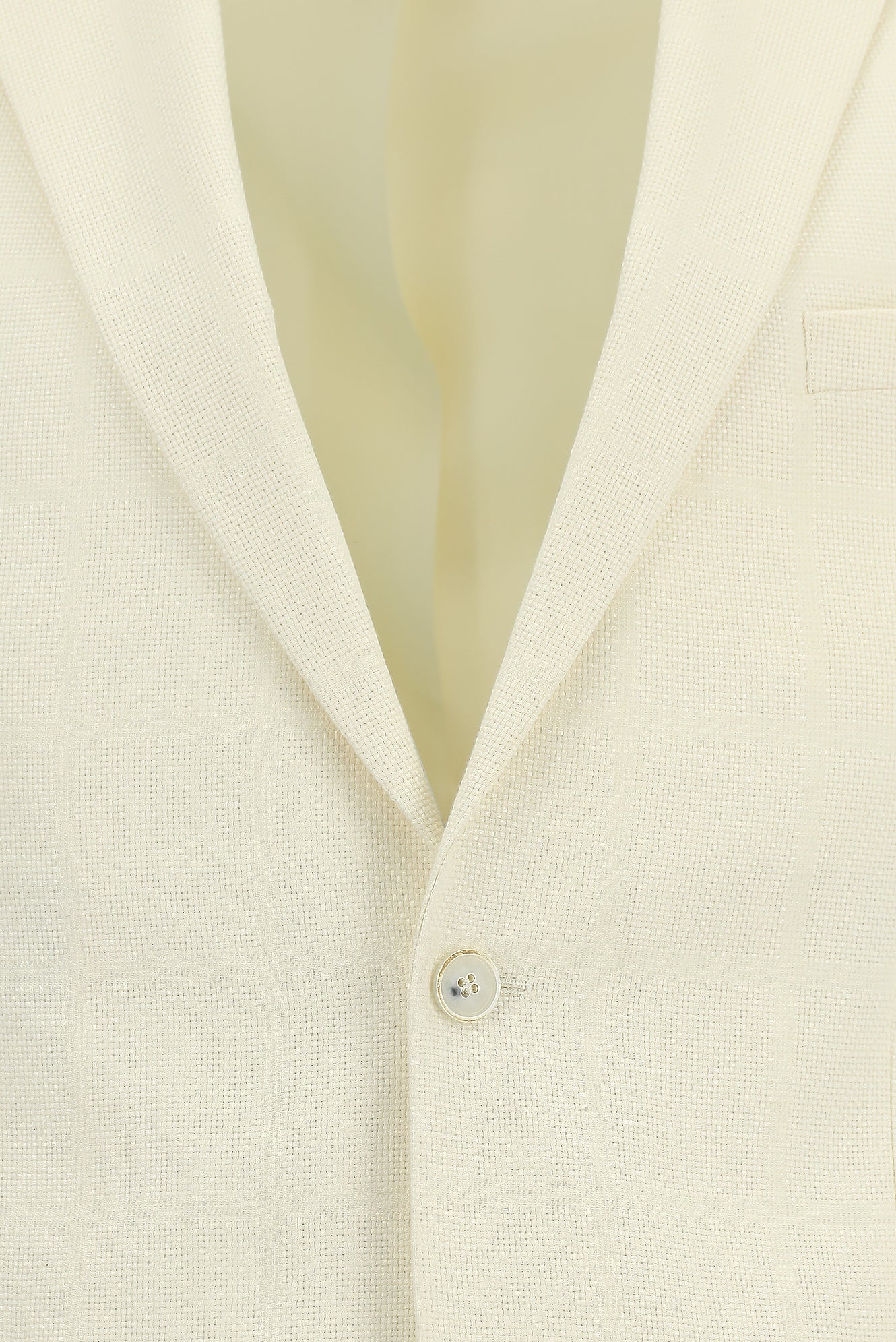 Krem Regular Fit Klasik Pamuklu Keten Ceket