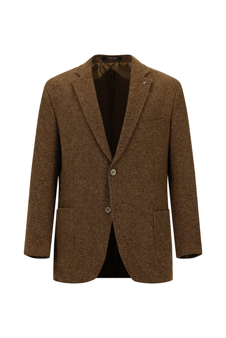 Taba Relaxed Fit Rahat Kesim Desenli Gofre Ketenli Ceket