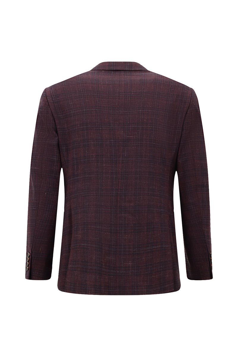 Koyu Bordo Regular Fit İtalyan Yünlü Klasik Desenli Ceket