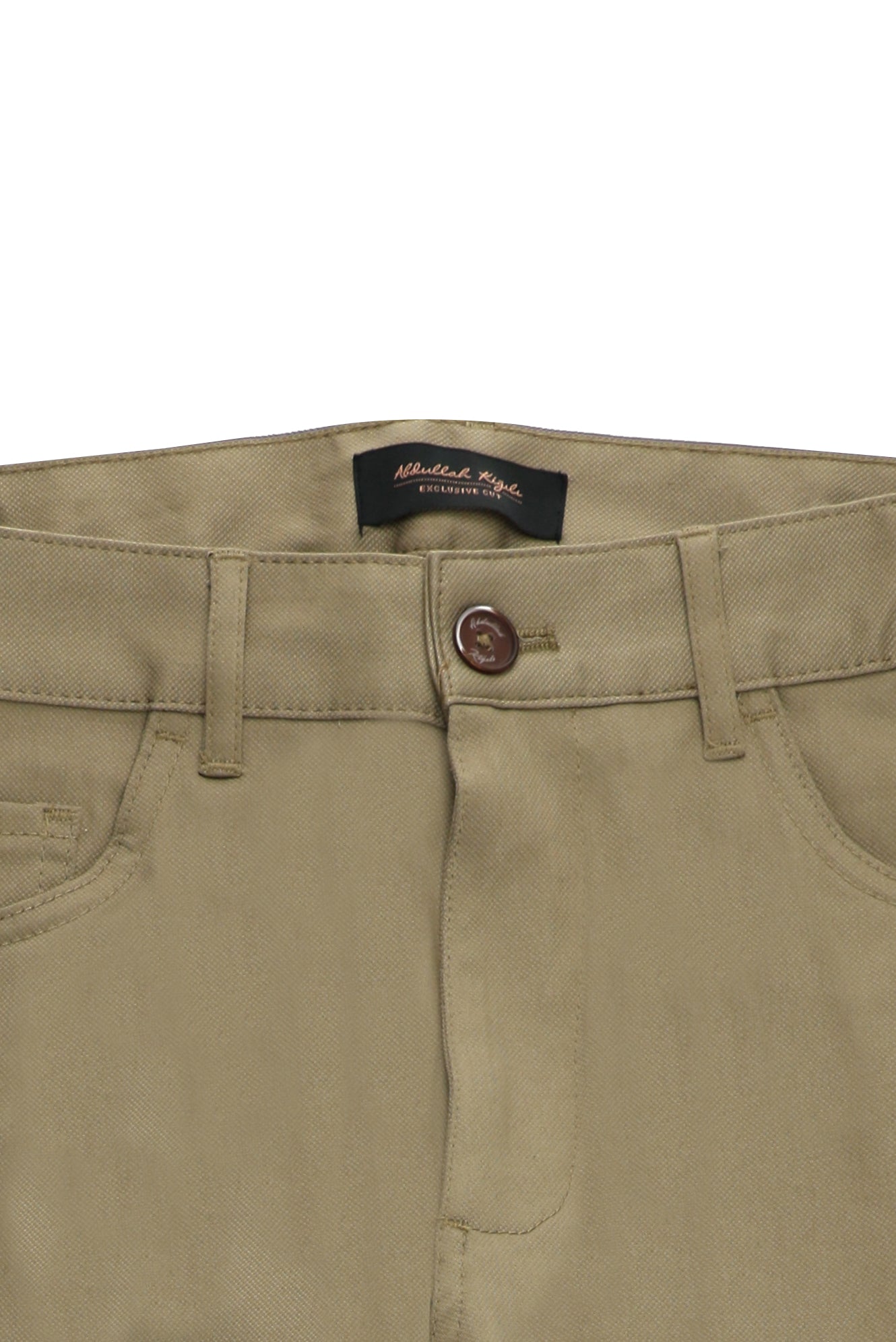 Koyu Bej Slim Fit Dar Kesim Desenli Likralı Kanvas / Chino Pantolon