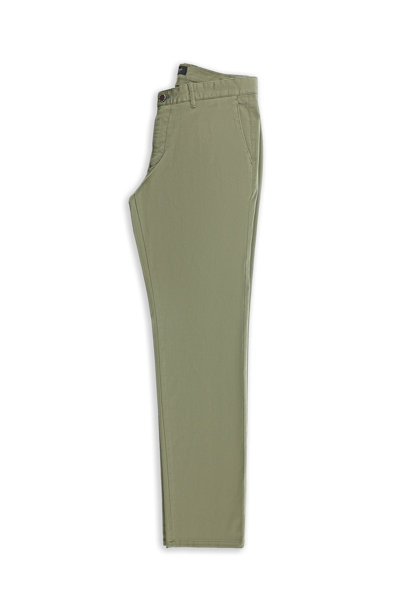 Orta Haki Regular Fit Likralı Kanvas / Chino Pantolon